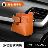 Car Storage Bag Air Vent Dashboard Tidy Hanging Leather Organizer Box Glasses Phone Holder Storage Organizer Car Accessories