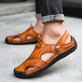 Summer Men's Sandals Men Leather Sandals Classic Roman Sandals Slipper Soft Outdoor Sneakers Beach Rubber Men Trekking Sandals