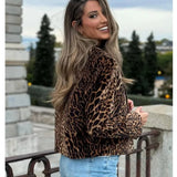 TRAF Leopard Print Blazer for Women Luxury Velvet Women's Blazers Suit Set Long Sleeve Office Blazer Woman Fashion Outerwears
