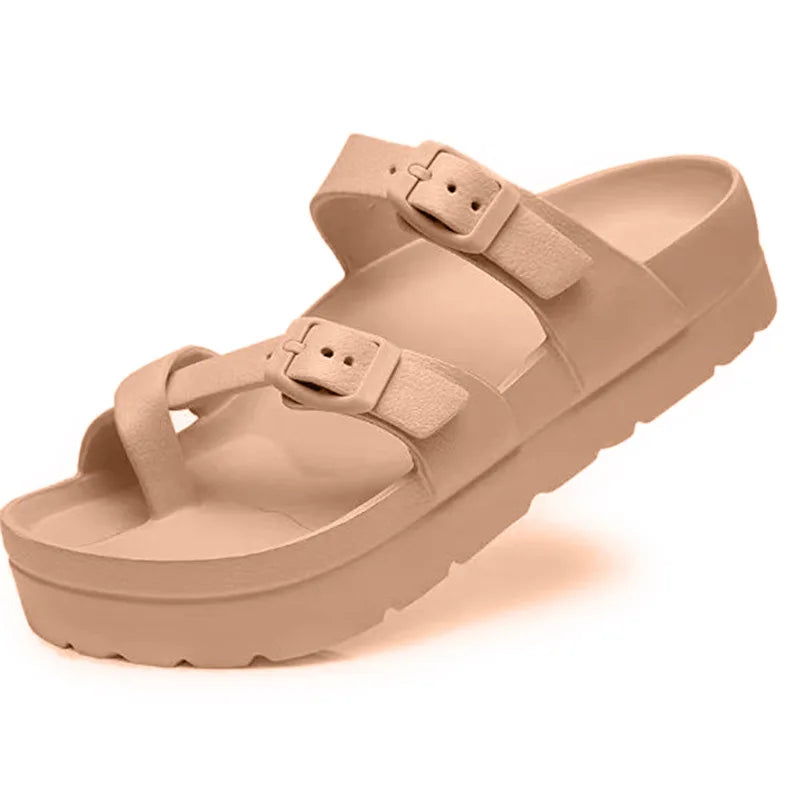 Kidmi Pillow Sandals for Women Men Thick Sole Adjustable Buckles EVA Flat Sandals Summer Women Sandals Nonslip Cloud Sandals