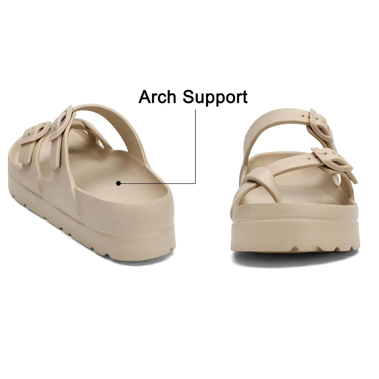 Bebealy Fashion Sandals for Women and Men Pillow Slippers Double Buckle Sandals Adjustable Slides EVA Flat Sandals Beach Sandals
