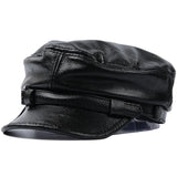 REAL COWHIDE Genuine Leather Greek Fisherman Sailor Fiddler Driver Hat Flat Cap for Men Women