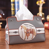 Retro Furniture Tissue Box PU Leather Tissue Case Napkin Holder Storage Container Car DesktopTissue  Storage Box Napkin Holder