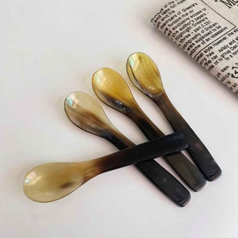 Kitchen Ladles Water Buffalo Horn Spoon Exquisite Western Cuisine Spoon Creative Dessert Spoon Long Handled Spoon Horn Products