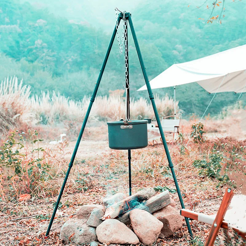 Outdoor Large Bonfire Tripod, Camping Picnic Campfire Cooking Pot, Portable Hanging Triangle Stand Rack