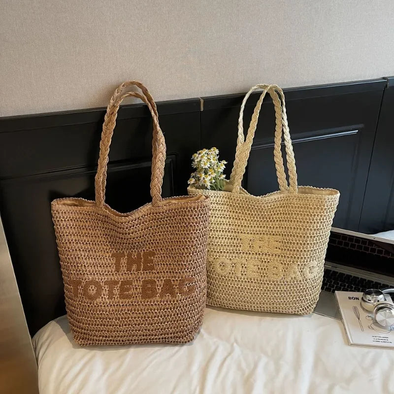 2025 Woven Large Tote Bag for Women, Fashion Shoulder Bag Casual Handbag, Stylish Beach Bag Spacious Designer Purse Trendy