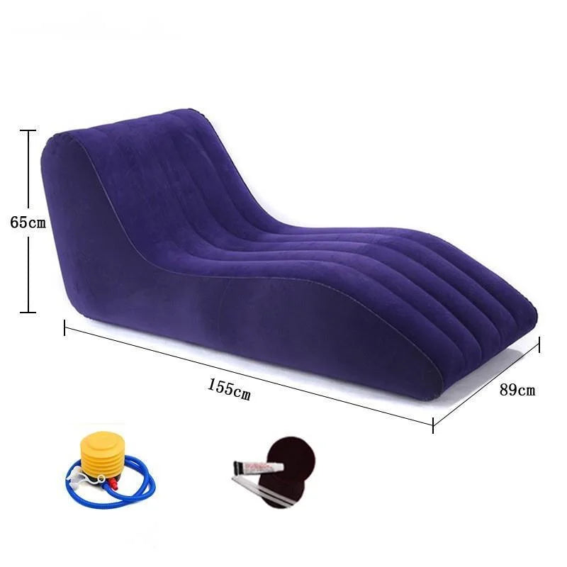 Portable S-shaped Love Position Labor-saving Sitting Inflatable Sofa Bed Yoga Chaise Lounge For Garden Bedroom Folding Furniture