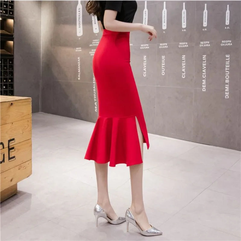 Skirts for Women Black with Slit Irregular High Waist Woman Skirt Cheap Summer 2025 Luxury Elegant Modest Trend Clothing V Chic