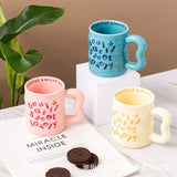 Cartoon english ceramic mug mug mug male and female student couple water mug coffee mug valentine's day gift