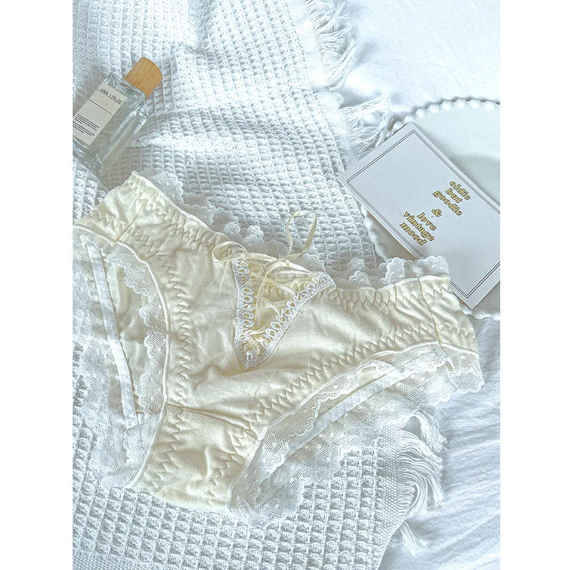 Lingerie woman sexy panties cotton fabric ropa interior femenina lace sweet underwear women cute ribbon plus size ropa interior