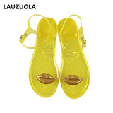 New Sandals Sexy Lips Fruit Sandals Women's Anti slip PVC Jelly Flat Sandals Outer
