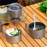Camping Titanium Cooking Pot Bowl Cup Multi Use Ultralight Folding Handle 450ml 600ml