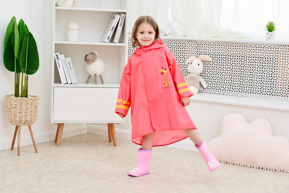 Kids Rain Gear Ultra-light Waterproof Children Strap suspender pants and poncho