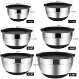 1/6PCS Silicone Bottom Thickened with Lid Cooking Basin Stainless Steel Egg Beating Basin Salad Mixing Basin Kitchen Baking