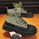 Men's boots four seasons high-top casual boots canvas boots soft-soled non-slip thick-soled outdoor boots fashion tooling boots