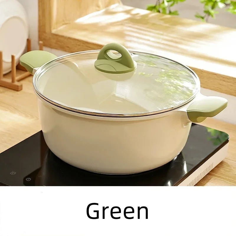 DONNOR Thickened Soup Pot Non Stick pan with Cover Household Cooking Pot Double Ear Stewing Pot Congee Cooking Pot Universal