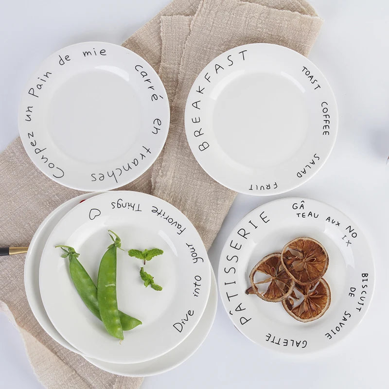 4pcs, ceramic 6-inch breakfast plates, appetizer plates, sandwiches, bread, dessert fruit salad plates, Nordic style ceramics