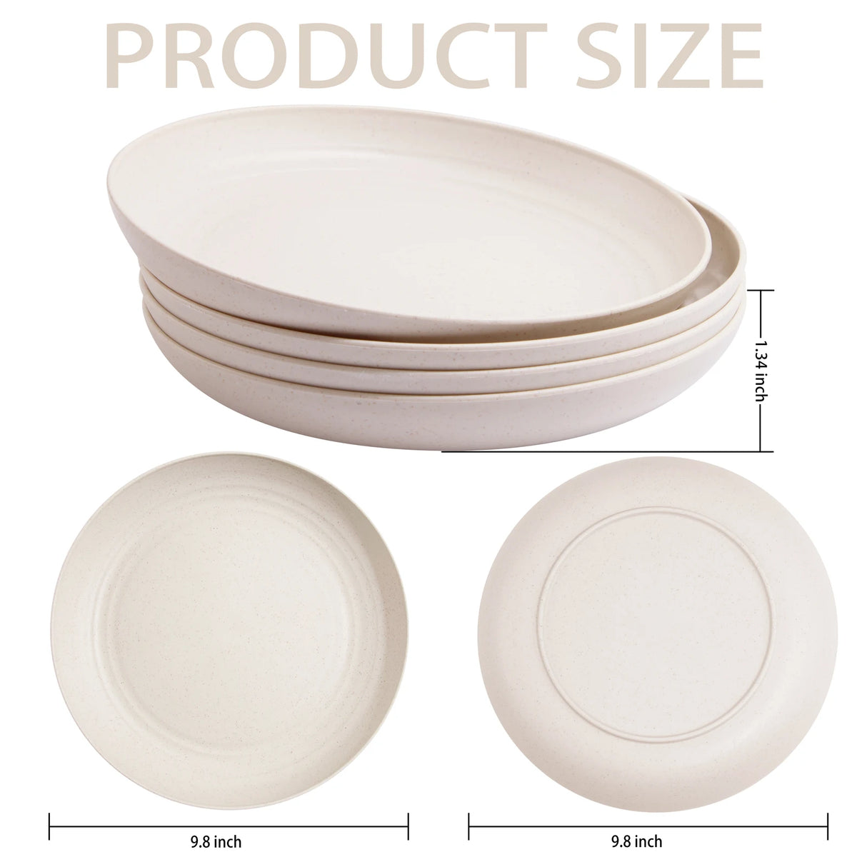 Supernal  8pcs Lightweight Wheat Straw Plates,Plastic Unbreakable Dinner Plates,Reusable Plates,Camping Picnic Plastic Plates