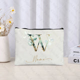 26 letters Flowers Custom Name Printed Makeup Bag Bridesmaid Wedding Makeup Box Gift Organizer Travel perfume Toilet Side Bag