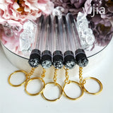 10pcs Disposable Eyelash Brush With Tube Applicator Eyelash Extension Makeup Brush With Keychain Gold Keychain Silver Keychain