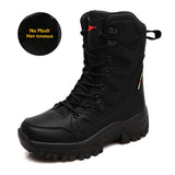 New Warm Plush Snow Boots Lace Up High Top Men's Boots Waterproof Winter Outdoor Boots Anti-Slip Army Work Boots Desert Boots