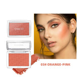 QIBEST New Embossed Blush Peach Pink Orange Tint Makeup Blush Palette Cheek Contour Rouge Long-lasting Face Brightens Blusher