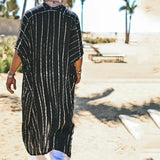 Beach Holiday Men's Shawl Coat Men's Summer Mid-length Loose Casual Shawl Hooded Long Cape