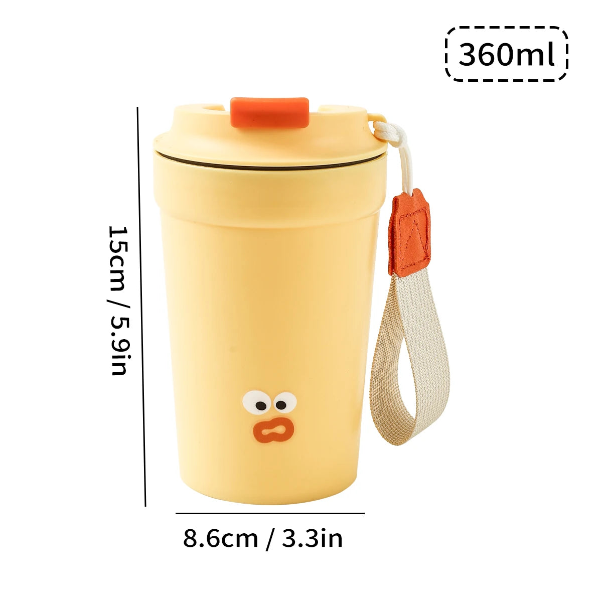WORTHBUY Plastic Mug Portable Coffee Mug Leak-proof Water Mug With Rope Multipurpose Heat-resisting Milk Mug Cute Tea Mug 360ML