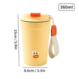 WORTHBUY Plastic Mug Portable Coffee Mug Leak-proof Water Mug With Rope Multipurpose Heat-resisting Milk Mug Cute Tea Mug 360ML