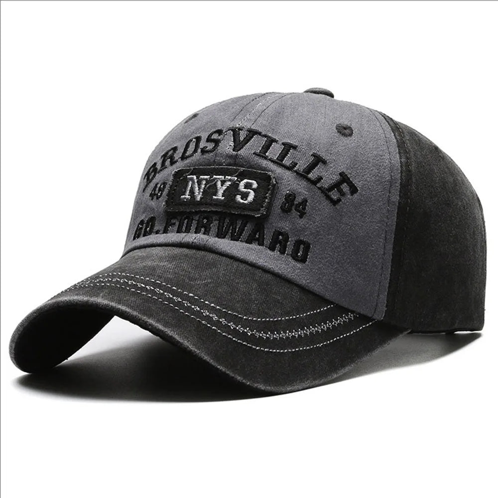 Men's Baseball Cap Casual Do Old Washed Cotton Alphabet Embroidered Caps Curved Roof Dome Sun Protection Hats