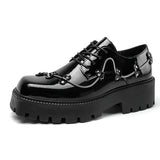 Brand New Black Brogue Shoes Men Classic Platform Oxford Dress Shoes Men Retro Patent Leather Footwear Low-Ankle Party Shoes