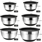 1/6PCS Silicone Bottom Thickened with Lid Cooking Basin Stainless Steel Egg Beating Basin Salad Mixing Basin Kitchen Baking