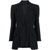 TWOTWINSTYLE Patchwork Button Slim Blazer For Women Notched Collar Long Sleeve Spliced Pockets Hollow Out Designer Coat Female