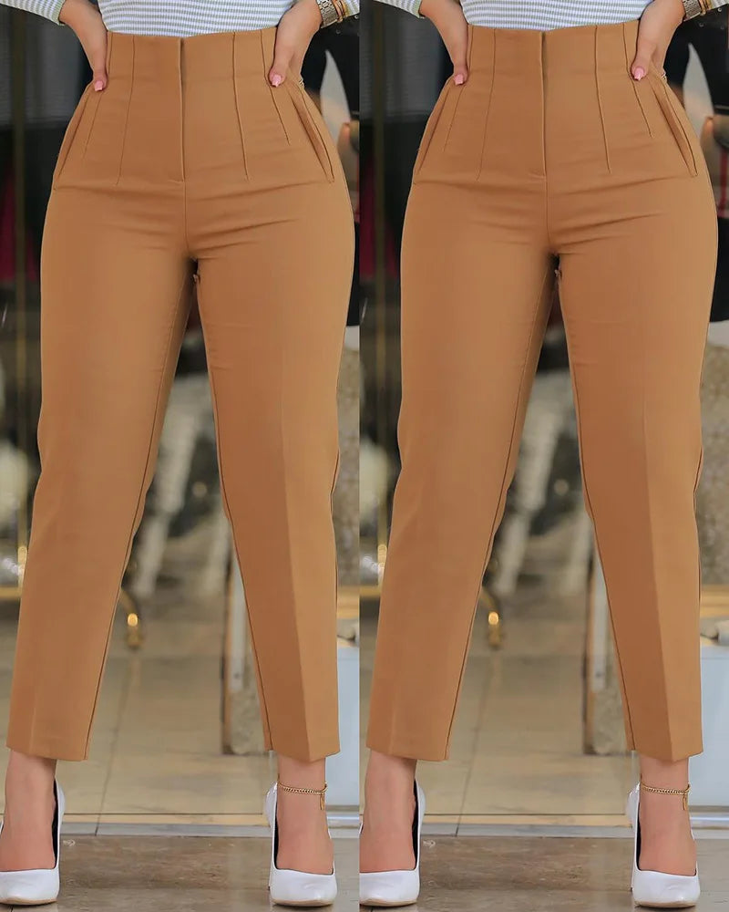Pants for Woman 2025 Business Office Lady Black High Waist Waist Tight Fitting Elegant Work Pants Female Trousers