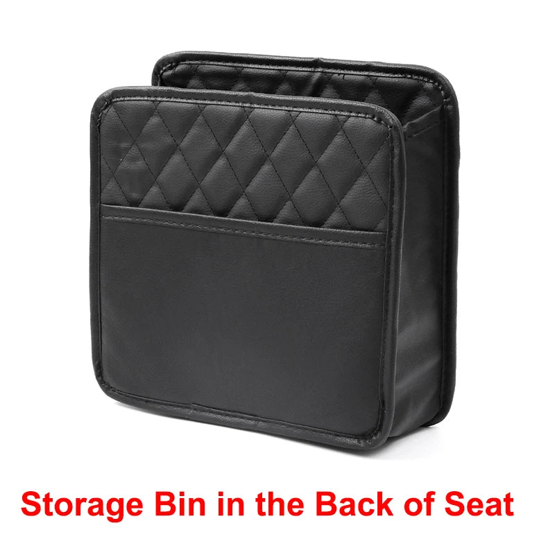 Universal Car Storage Organizer Bag Between Seats Hanger Storage Box Leather Trash Can Dustbin Phone Pocket Auto Accessories
