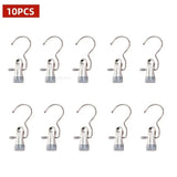 10/5PCS Stainless Steel Clothespins Laundry Clothes Pegs with Hook Pants Hanger Portable Hanging Clips Closet Clothes Organizer