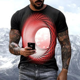 Fashion Hot T-Shirts for Men Sales Personality Fun Sky Graphic New Casual Three-Dimensional Vortex Printed Oversized O-Neck Tees