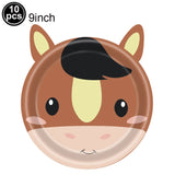 10pcs Farm Animals Party Paper Plates Cock Pig Cow Sheep Disposable Plates Kids Birthday Decor Cartoon Animals Dinnerware Plates