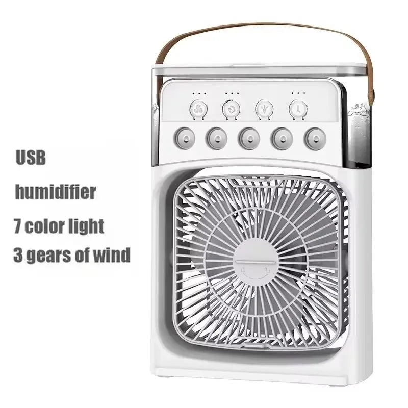 2025 New Three In One Household Air Conditioner Small Air Cooler Portable Smallfan Household Night Humidifier LED Nightlight Fan