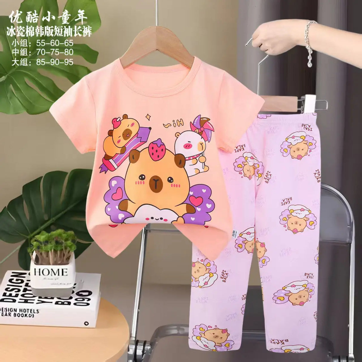 2-4year Summer Short sleeve girls clothes set Cute Minnie Kids Clothing cute  girls Clothes soft Cotton Baby Clothes set