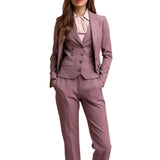 Elegant Women Pants Sets 3 Piece Jacket Trousers Vest Clothing Single Breasted Peak Lapel Slim FIt Fashion Office Lady Outerwear