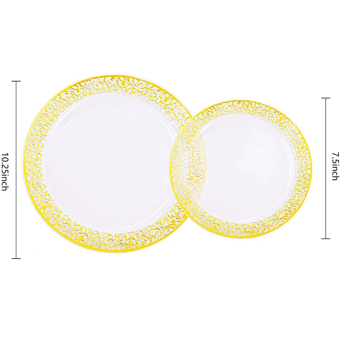 Gold Plastic Plates-Clear Plastic Party Plates, Premium Heavyweight Disposable Wedding Plates Dinner Plates Desser for holidays
