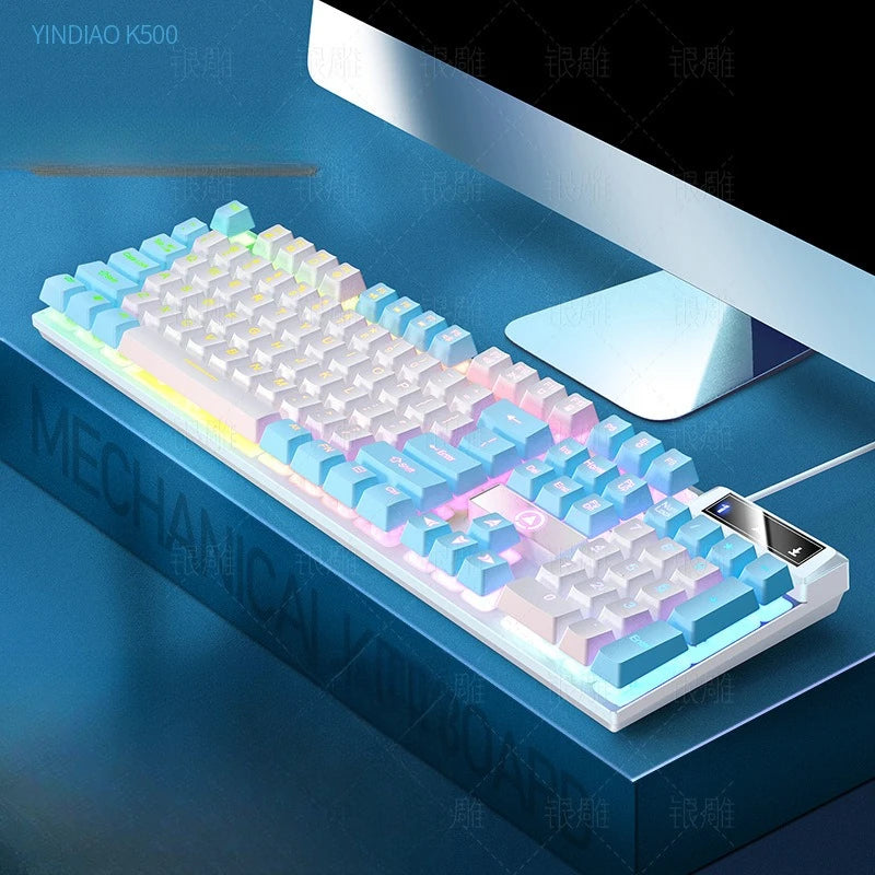 Advanced K500 gaming wired keyboard with color blocking and luminous mechanical feel, desktop computer keyboard