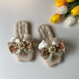 Bow Tie Girls' Slippers Non Slip and Breathable Girls Slippers 3-10 Years Old Versatile Princess Style Children Outdoor Slippers