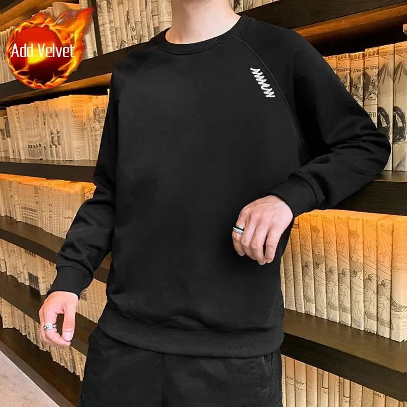 T Shirts for Men Plain Smooth Pullover Unicolor Tops Round Neck Male Clothes Polyester Fashion Trends 2024 Japan Y2k Sweatshirts