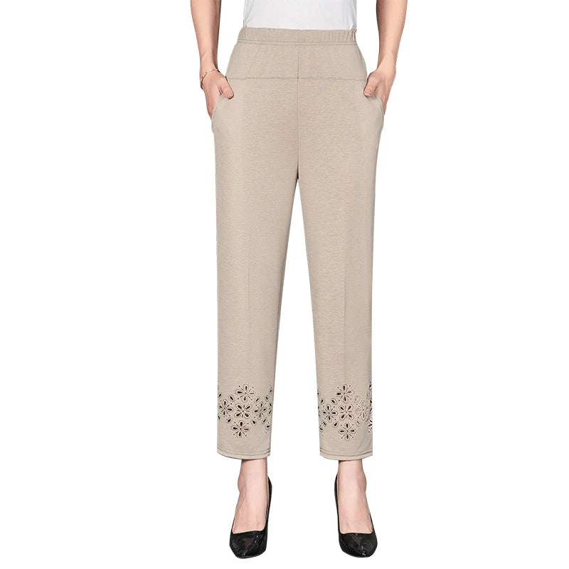 Summer Womens cropped pants  For Women Hollow Out Pantalon Femme High Waist Black Short Trousers Casual Baggy Pants