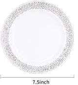 50/25pcs Gold Plastic Plates-7.5inch Disposable Salad/Dessert Plates-Hard Plastic Appetizer Plates Small Cake Plates for Parties