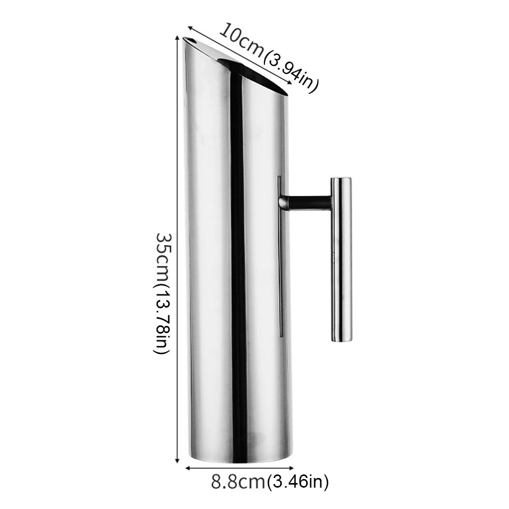 1/2L Pitcher Pot Stainless Steel Kitchen Cold Wine Pitcher Bar Ice Jar Container Fruit Juice Pitcher for Restaurant Cafe Mix Bar