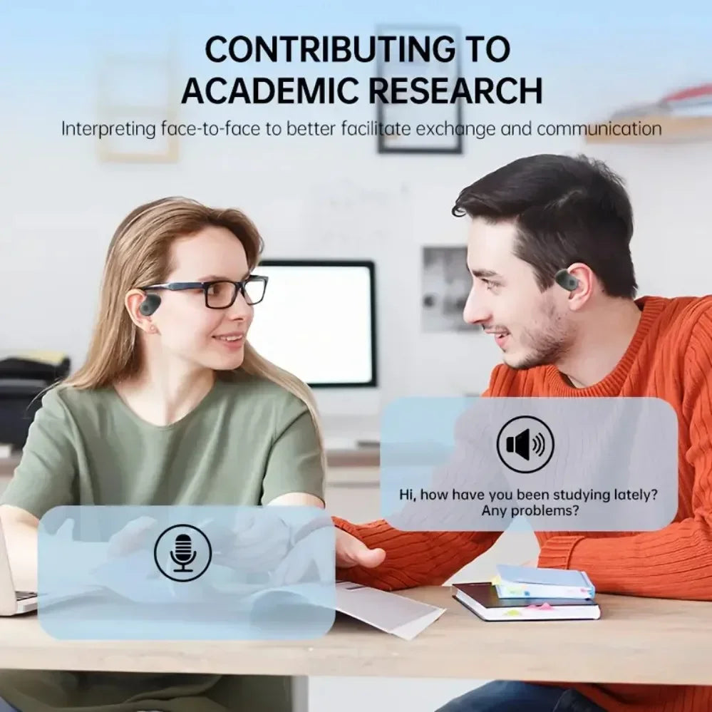 144-Language AI Translator Headphones Bluetooth 5.3 Wireless IPX7 Waterproof Real-Time Two-Way Translation for Global Business
