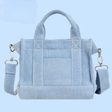 Kawaii Snoopy Denim Tote Bag Cartoon Animation Student Cute Tote Bag Embroidery Lunch Crossbody Bag